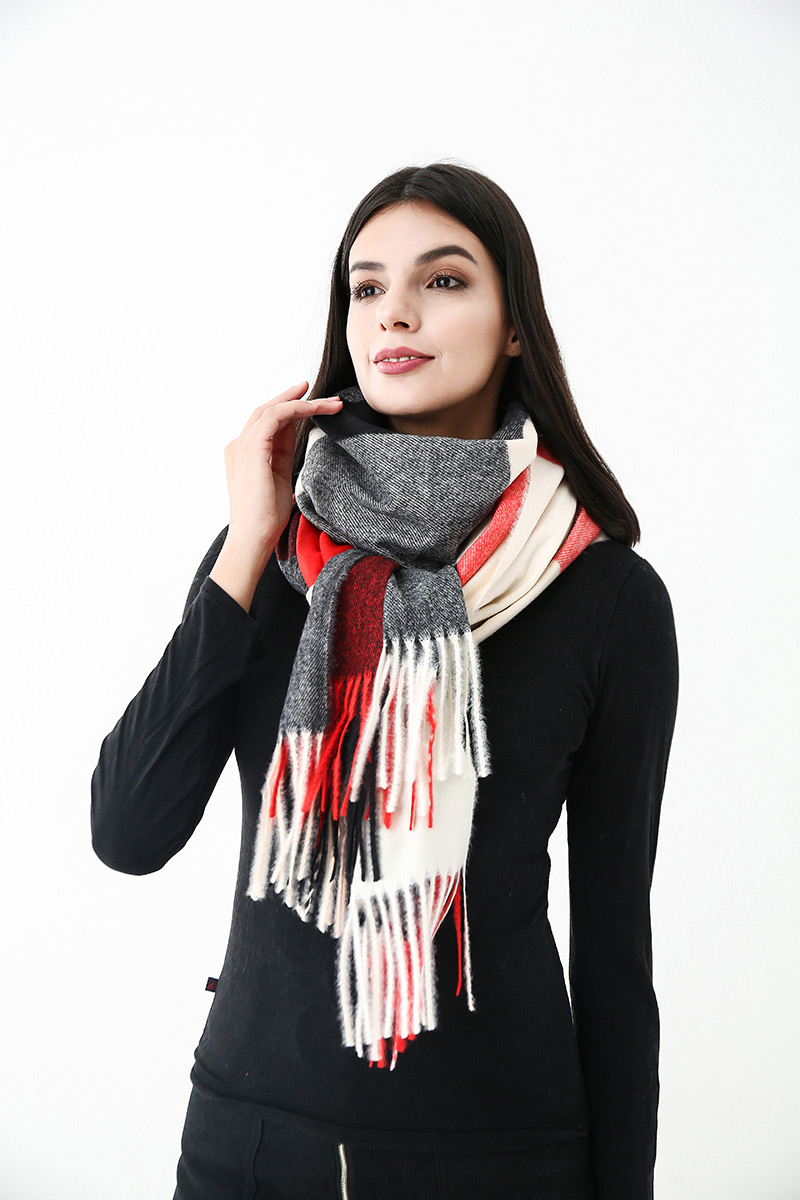 Fashion Red Grids Pattern Decorated Scarf,knitting Wool Scaves