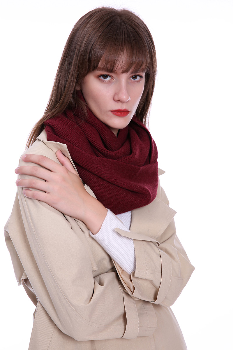 Fashion Claret Red Pure Color Decorated Scarf,knitting Wool Scaves