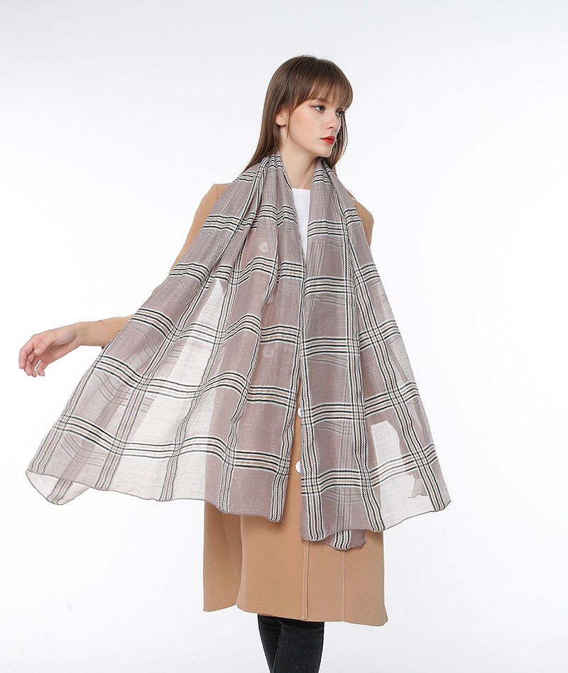 Fashion Khaki Grids Pattern Decorated Scarf,Thin Scaves