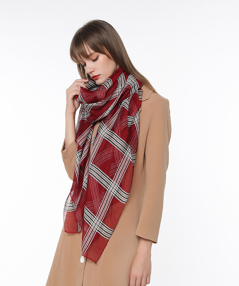 Fashion Red Grids Pattern Decorated Scarf,Thin Scaves
