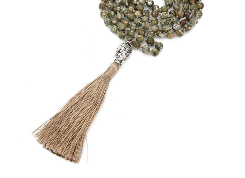 Fashion Khaki Tassel Decorated Necklace,Thin Scaves