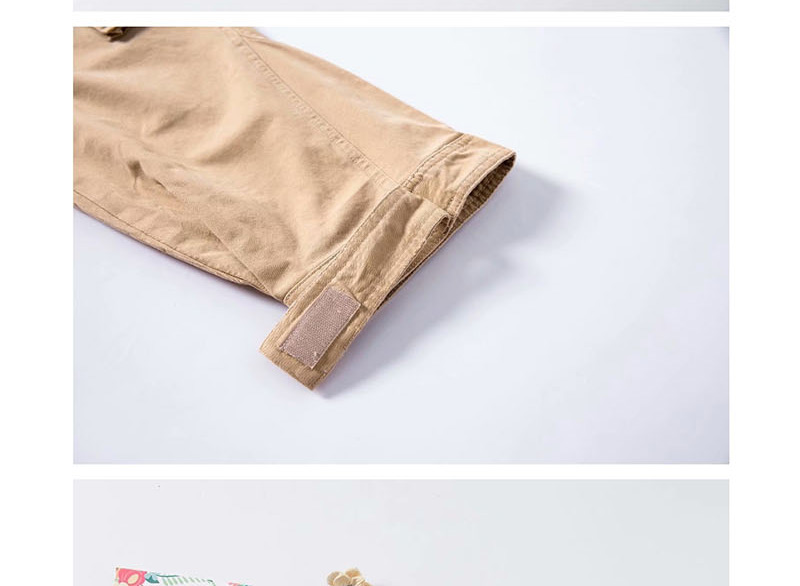 Fashion Khaki Pure Color Decorated Trousers,Pants