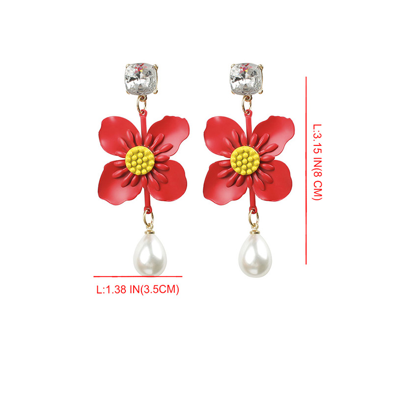 Fashion Red Flower Shape Decorated Earrings,Drop Earrings