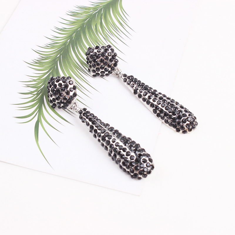 Fashion Black Full Diamond Decorated Earrings,Drop Earrings