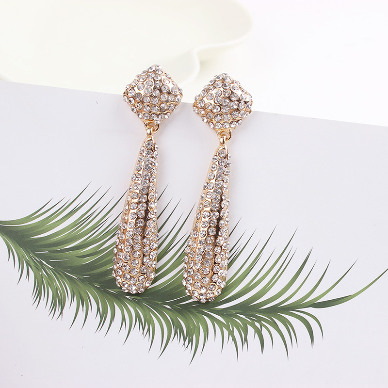 Fashion Gold Color Full Diamond Decorated Earrings,Drop Earrings