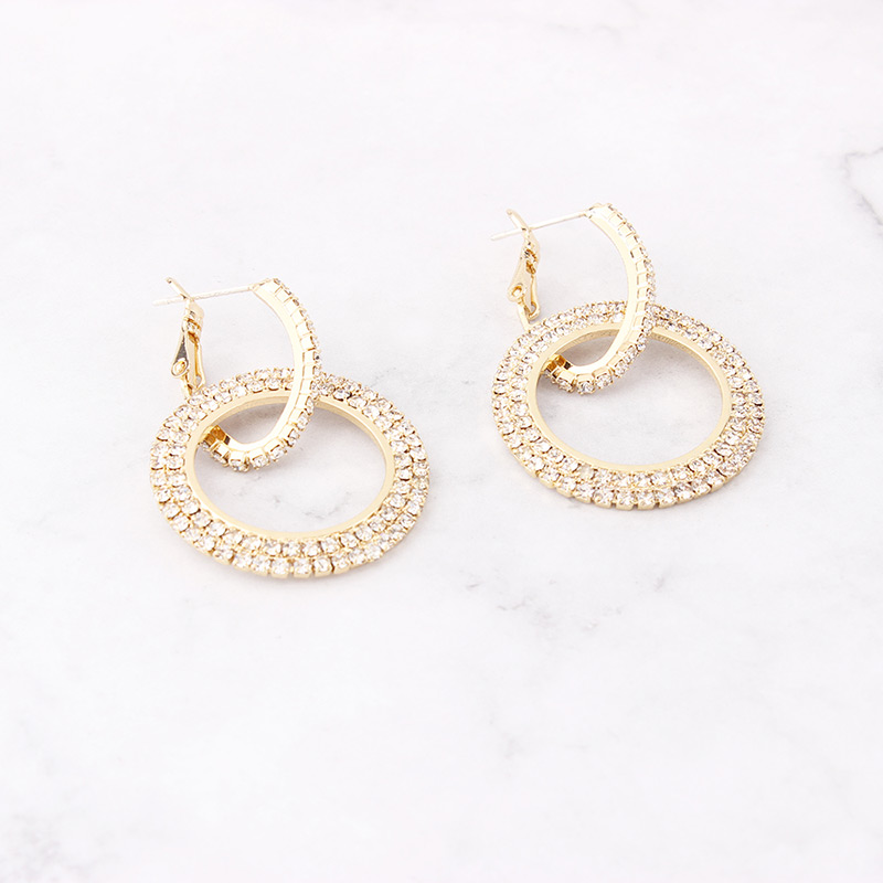 Fashion Silver Color Full Diamond Decorated Round Earrings,Hoop Earrings