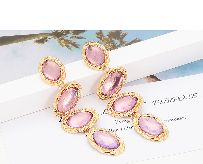 Fashion Light Purple Oval Shape Decorated Earrings,Drop Earrings