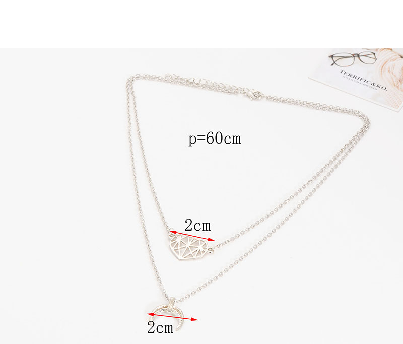 Fashion Silver Color Moon Shape Decorated Necklace,Multi Strand Necklaces