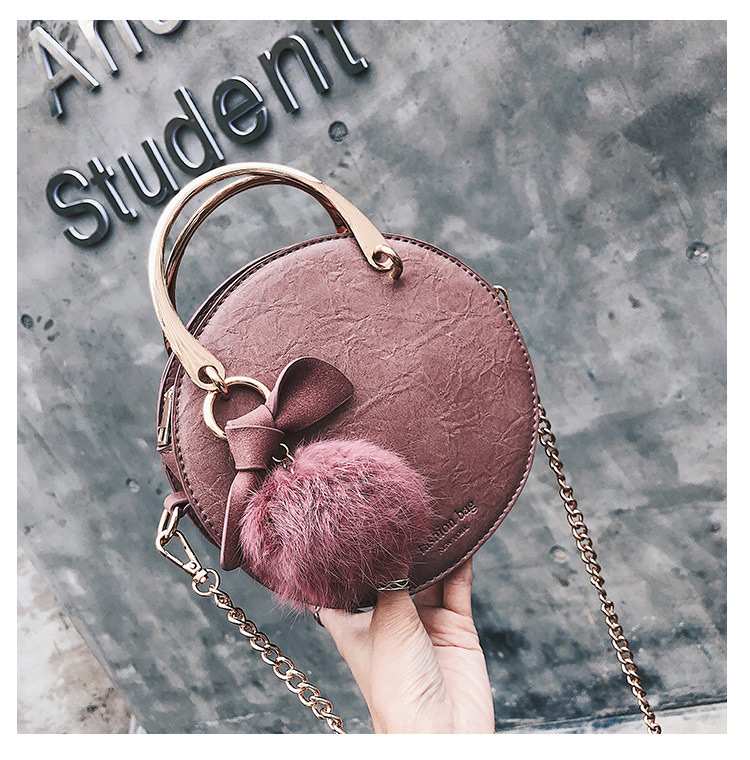 Fashion Pink Round Shape Decorated Bag,Handbags