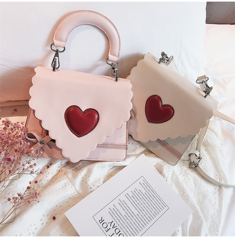 Fashion White Heart Pattern Decorated Bag,Handbags
