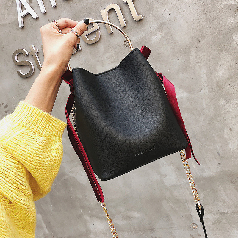 Fashion Black Bucket Shape Decorated Bag(2 Pcs),Handbags