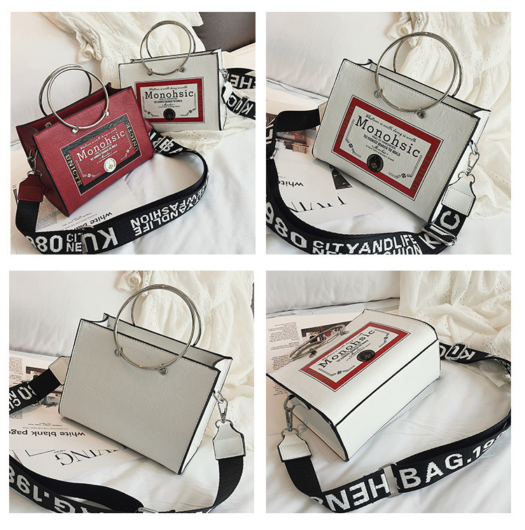 Fashion White Letter Pattern Decorated Bag,Handbags