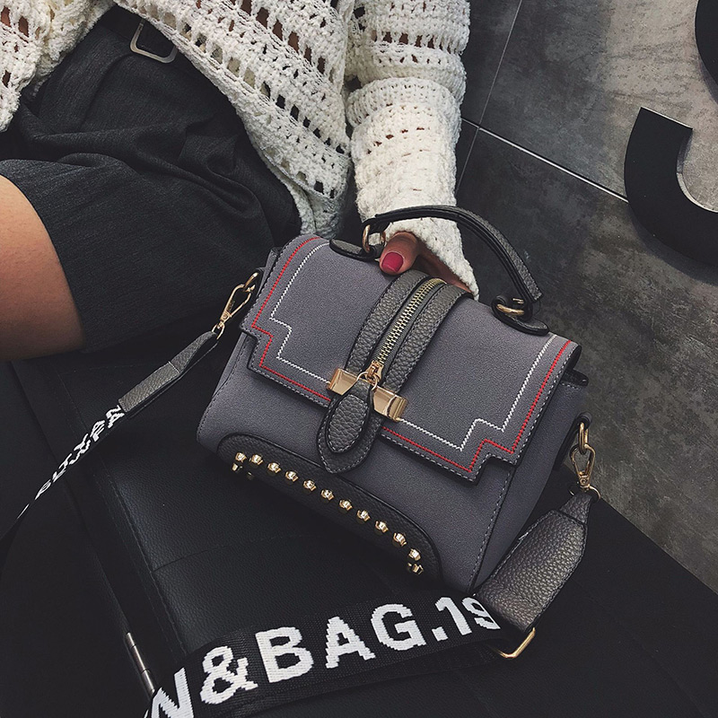 Fashion Brown Rivet Decorated Bag,Handbags