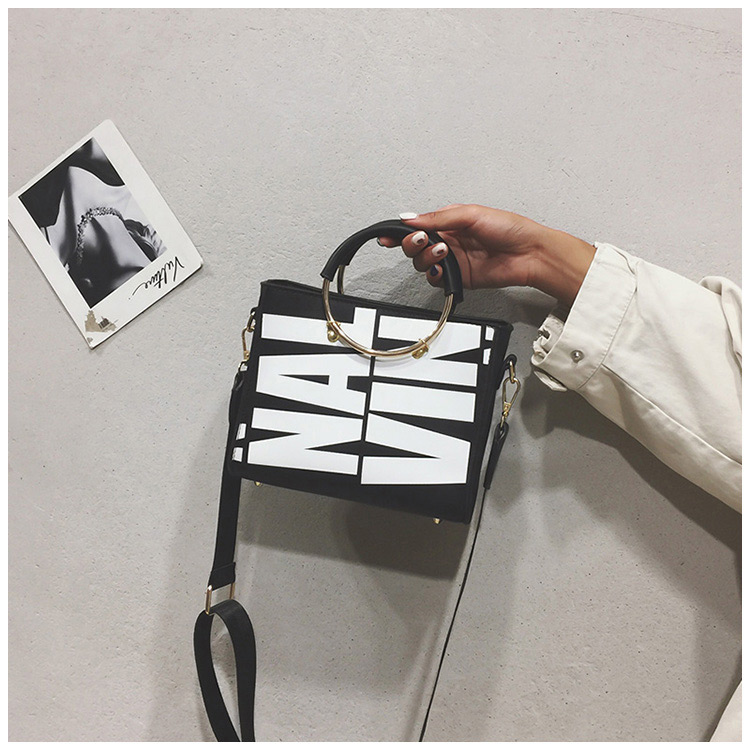 Fashion White Letter Pattern Decorated Handbag,Handbags