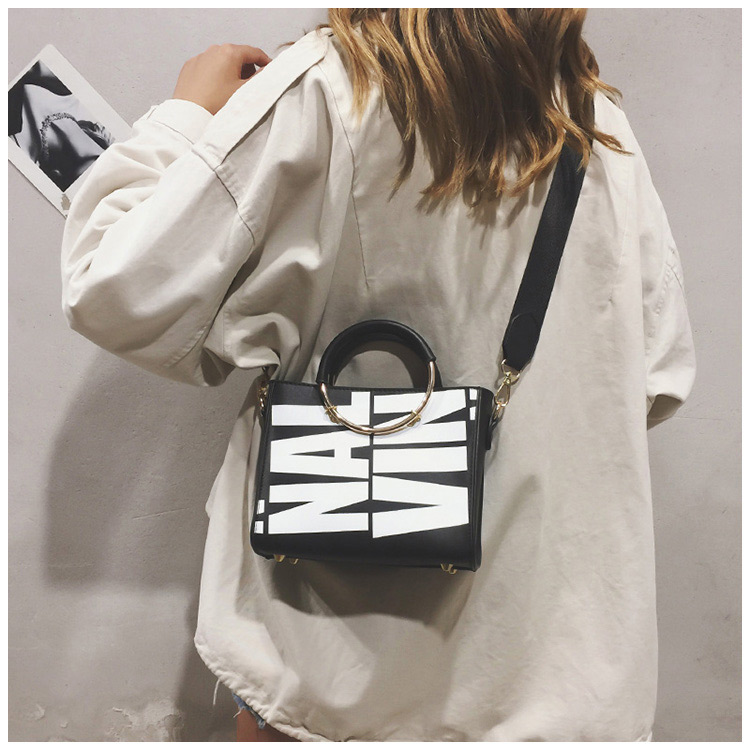 Fashion Black Letter Pattern Decorated Handbag,Handbags
