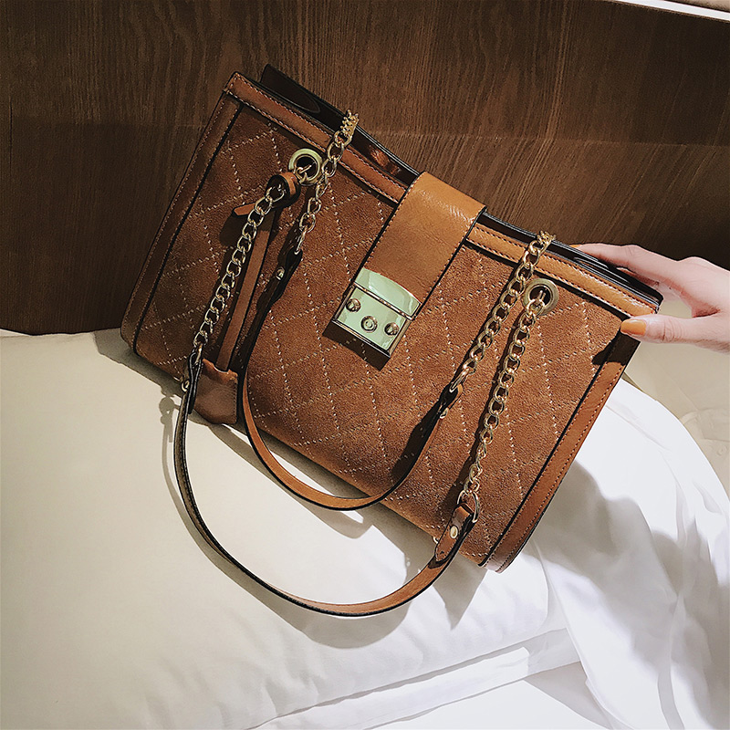 Fashion Brown Buckle Shape Decorated Shoulder Bag,Messenger bags