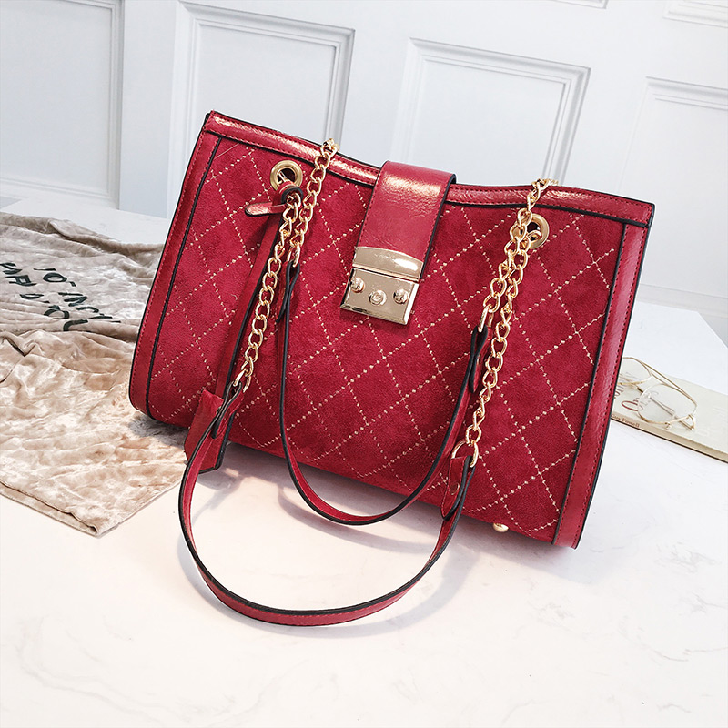 Fashion Red Buckle Shape Decorated Shoulder Bag,Messenger bags