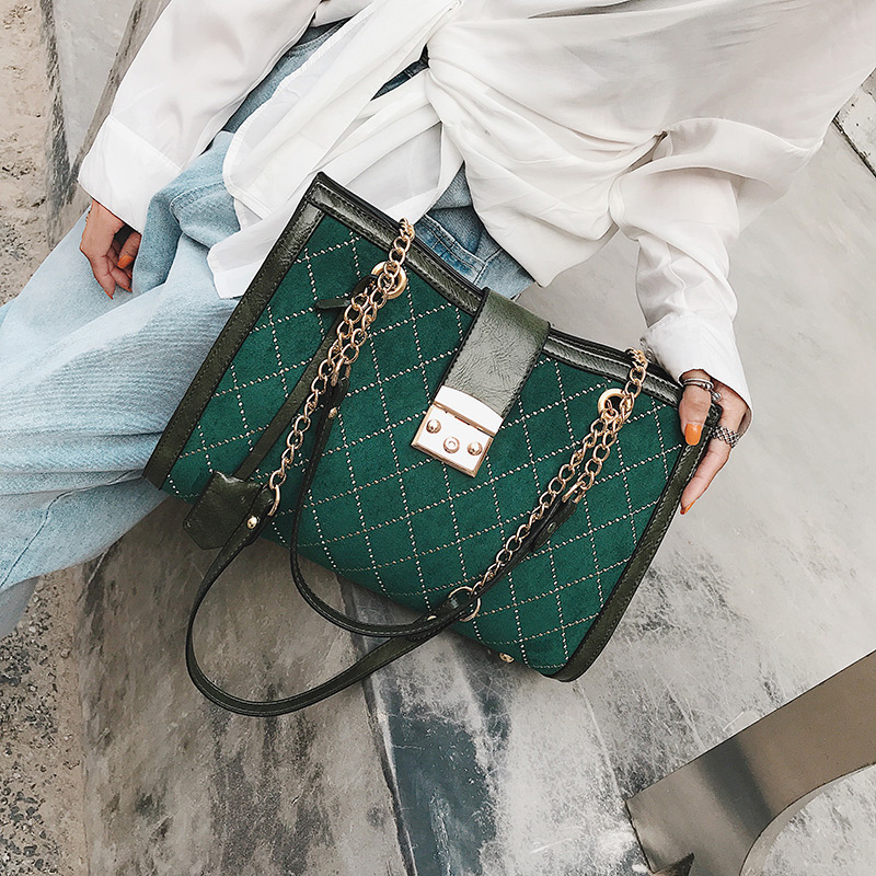 Fashion Green Buckle Shape Decorated Shoulder Bag,Messenger bags