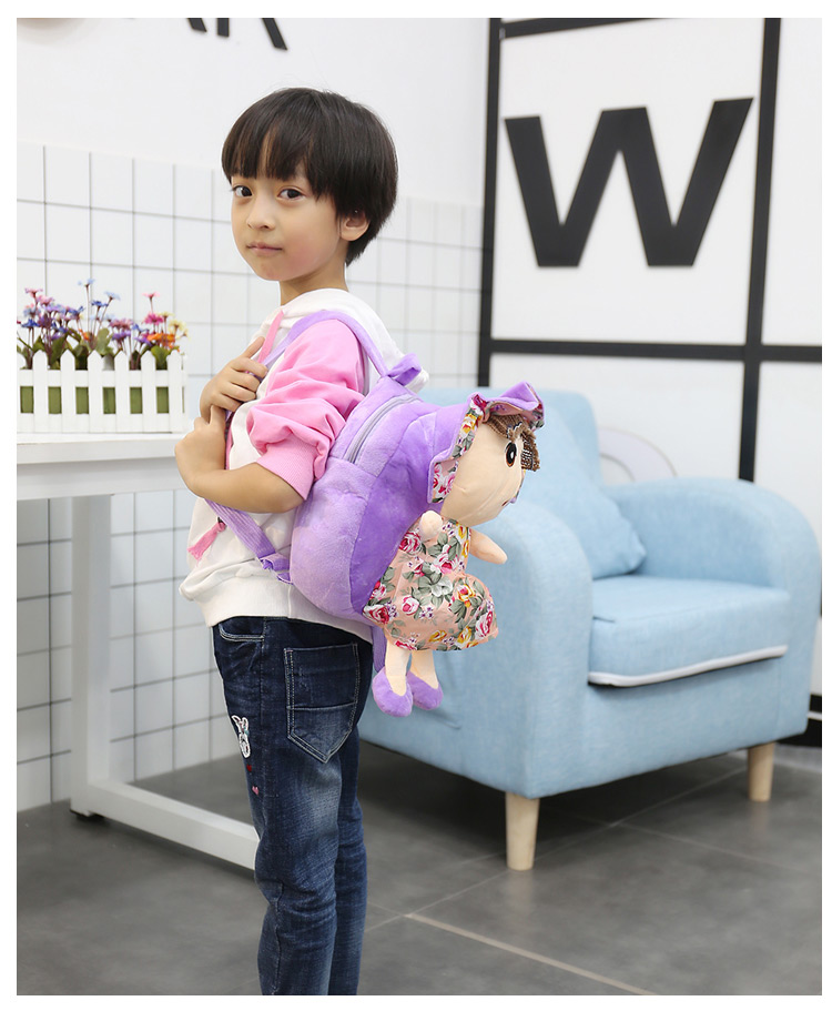 Fashion Purple Girl Shape Decorated Backpack,Backpack