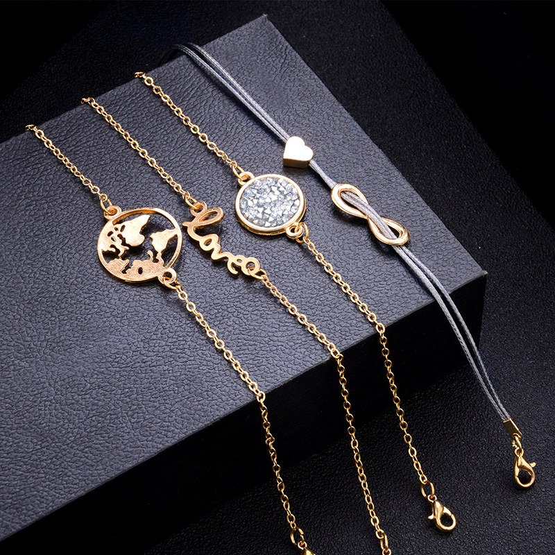 Fashion Gold Color Letter Shape Decorated Bracelet (5 Pcs ),Fashion Bracelets