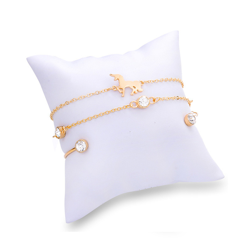 Fashion Gold Color Diamond Decorated Pure Color Bracelet(3pcs),Fashion Bangles