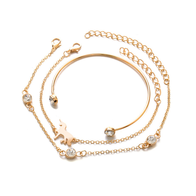 Fashion Gold Color Diamond Decorated Pure Color Bracelet(3pcs),Fashion Bangles