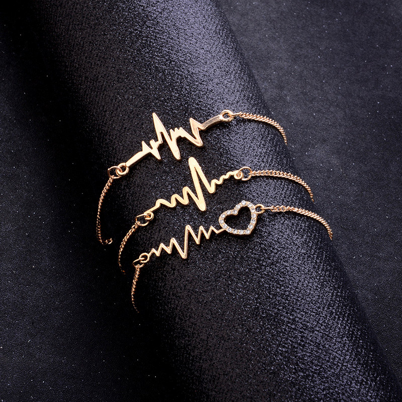 Fashion Gold Color Heart Shape Decorated Bracelet&ring (6 Pcs ),Jewelry Sets