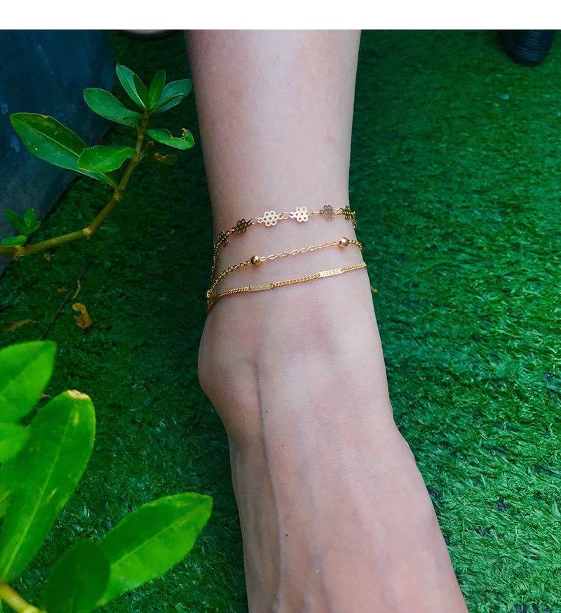 Fashion Gold Color Pure Color Decorated Multi-layer Anklet,Fashion Anklets