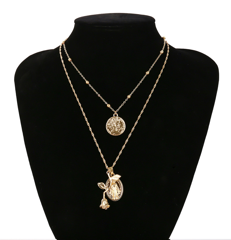 Fashion Gold Color Flower Shape Decorated Necklace,Multi Strand Necklaces