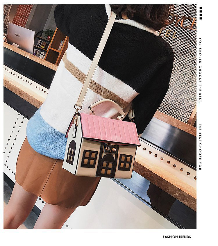 Fashion black House Shape Decorated Handbag,Handbags