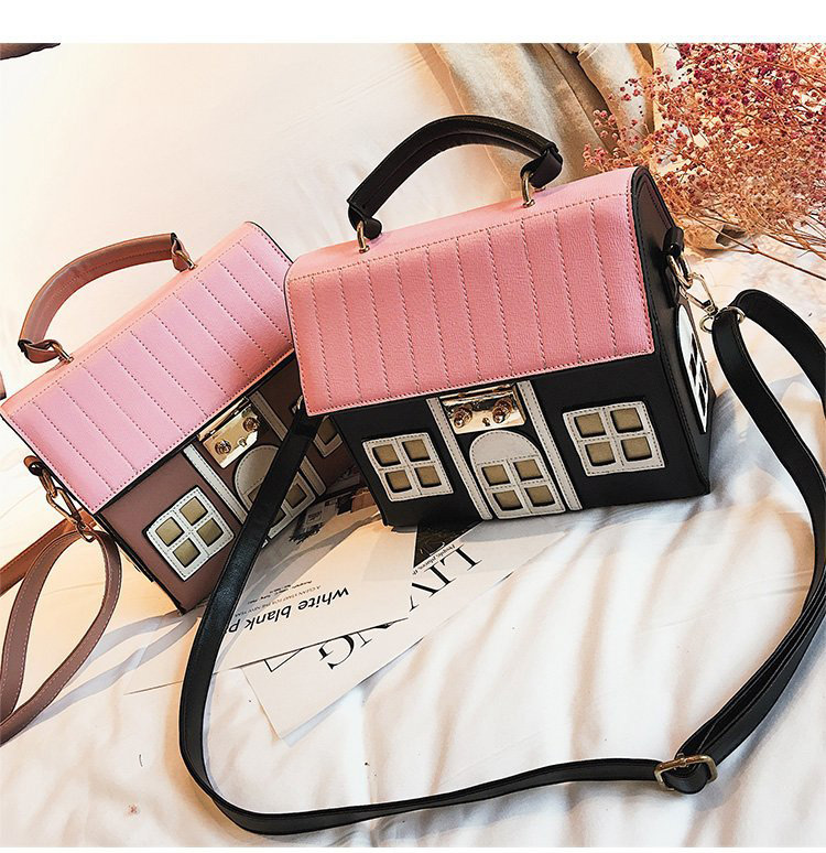 Fashion Beige House Shape Decorated Handbag,Handbags