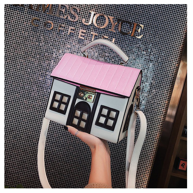 Fashion black House Shape Decorated Handbag,Handbags