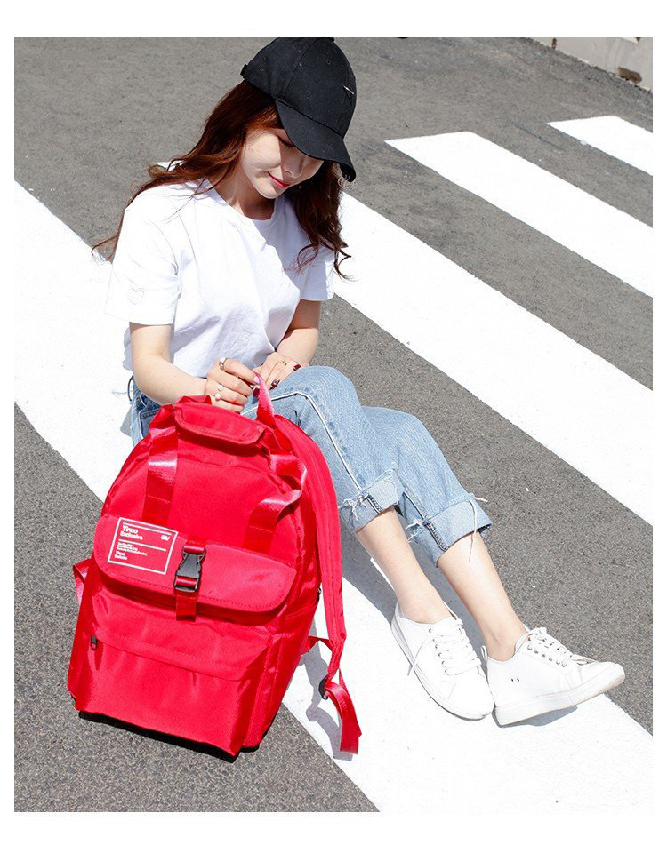 Fashion Red Pure Color Decorated Backpack,Backpack