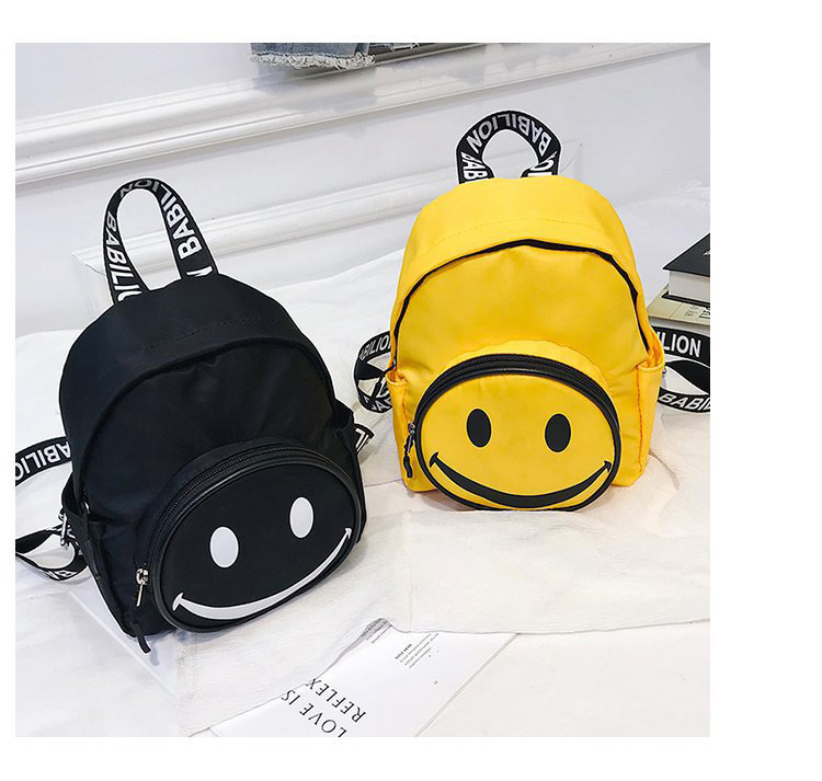 Fashion Black Smile Face Pattern Decorated Backpack,Backpack