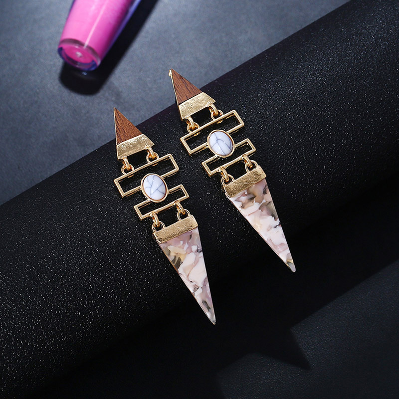 Fashion Gold Color Triangle Shape Decorated Earrings,Drop Earrings