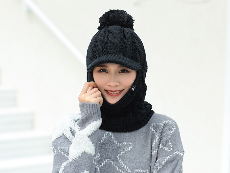 Simple Black Pure Color Decorated Hat,Knitting Wool Hats