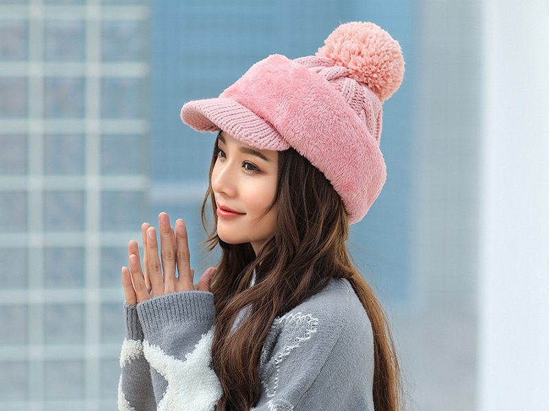 Simple Pink Pure Color Decorated Hat,Knitting Wool Hats