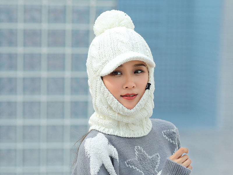 Simple White Pure Color Decorated Hat,Knitting Wool Hats