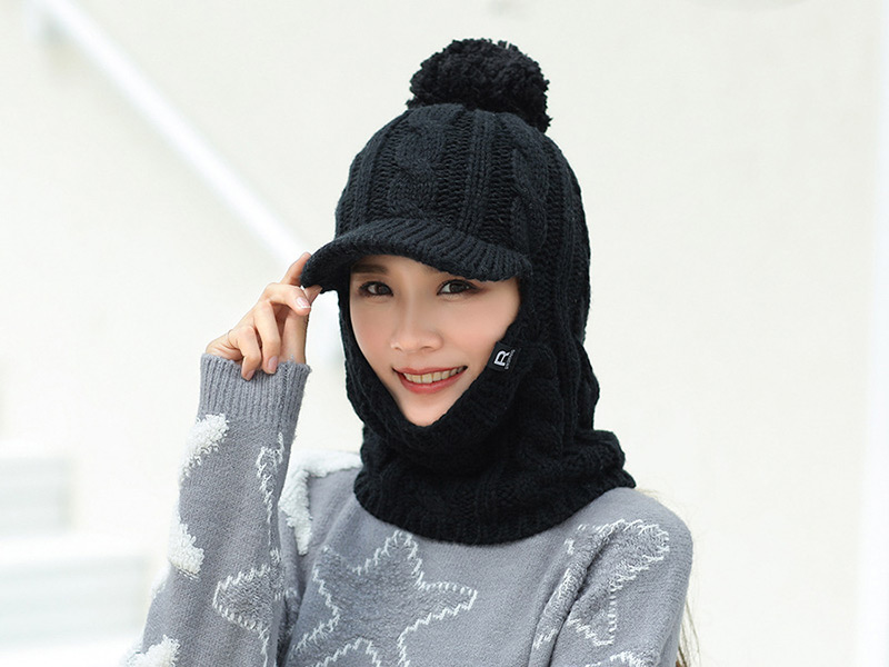 Simple Black Pure Color Decorated Hat,Knitting Wool Hats