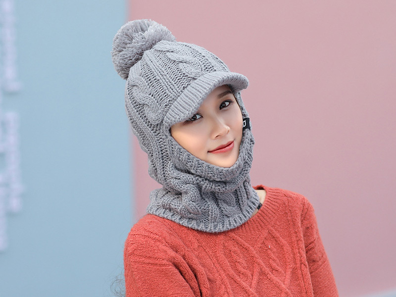 Simple Gray Pure Color Decorated Hat,Knitting Wool Hats