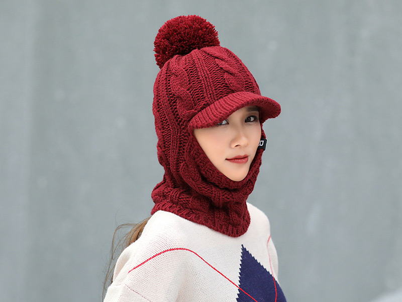 Simple Claret Red Pure Color Decorated Hat,Knitting Wool Hats