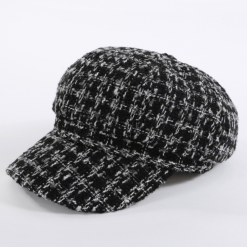 Fashion Black+white Grid Pattern Decorated Hat,Baseball Caps