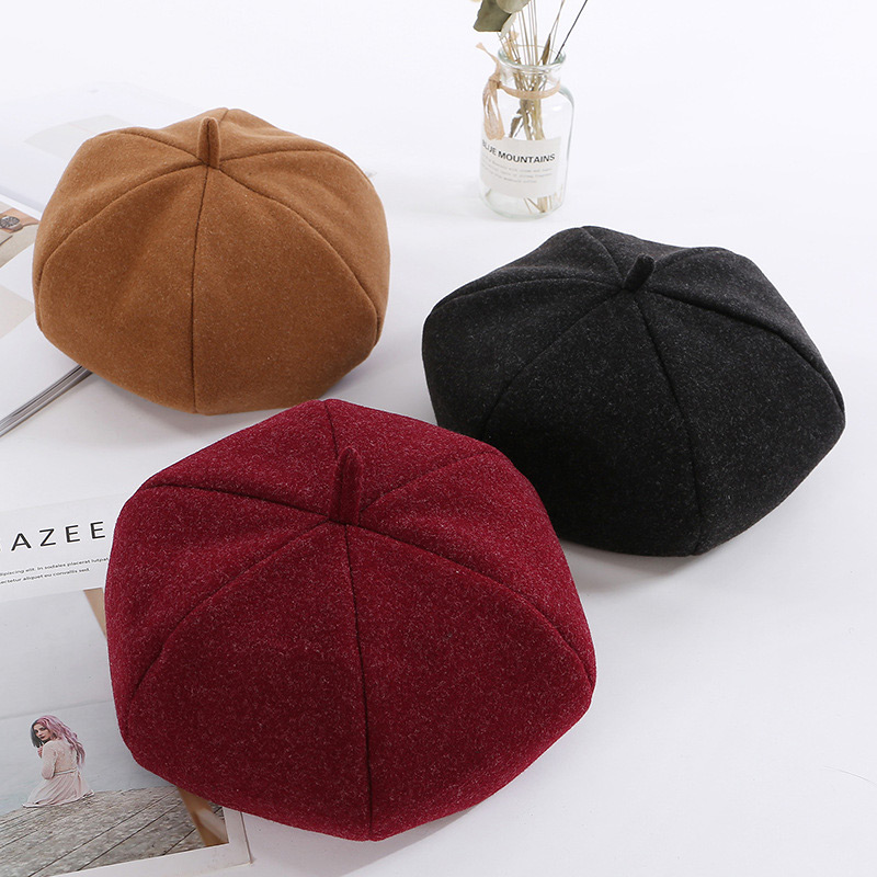 Simple Black Pure Color Decorated Berets,Beanies&Others