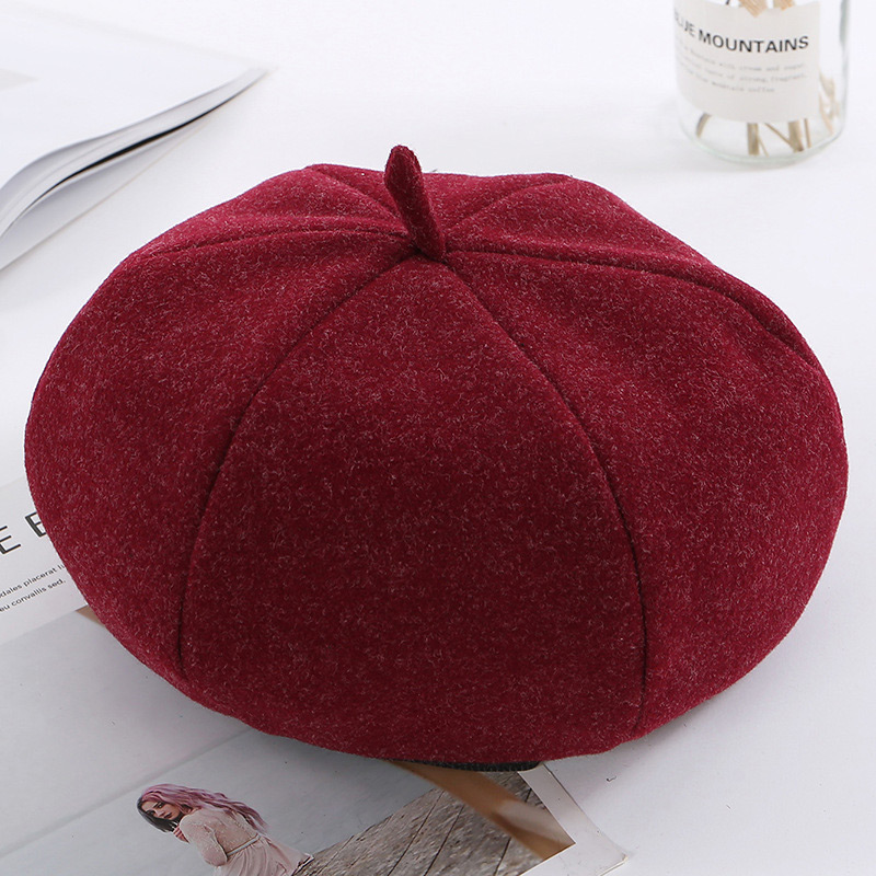 Simple Claret Red Pure Color Decorated Berets,Beanies&Others