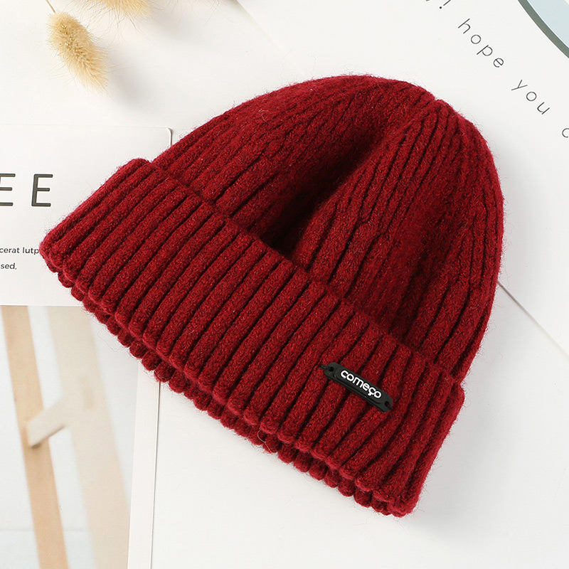 Fashion Claret Red Pure Color Decorated Hat,Knitting Wool Hats