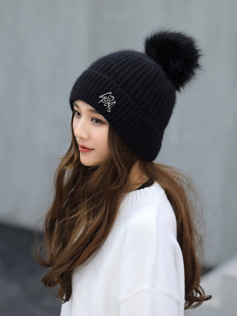 Fashion Gray Pom Ball Decorated Pure Color Hat,Knitting Wool Hats