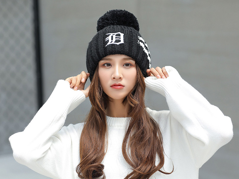 Fashion Black Letter Pattern Decorated Hat,Knitting Wool Hats