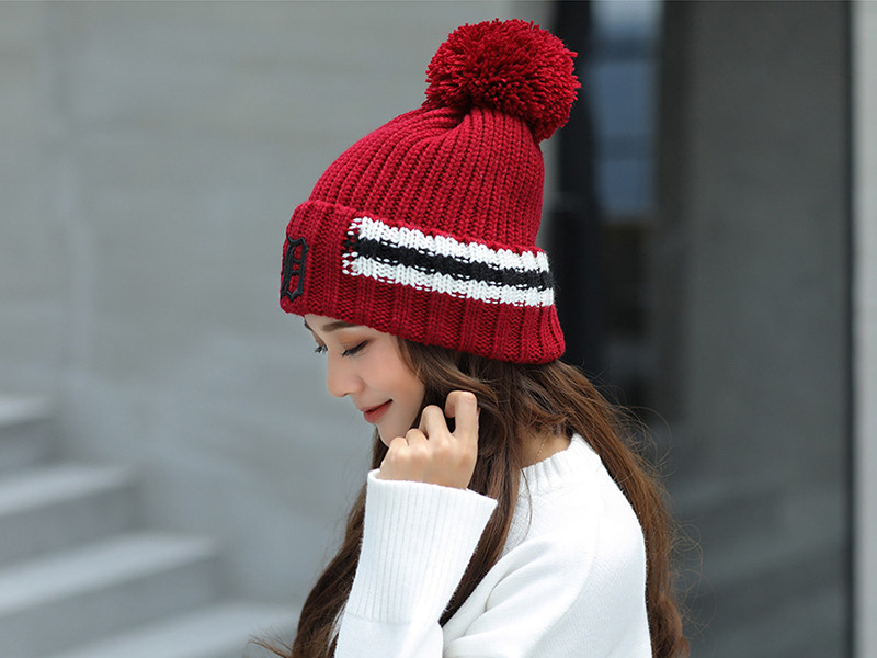 Fashion Claret Red Letter Pattern Decorated Hat,Knitting Wool Hats