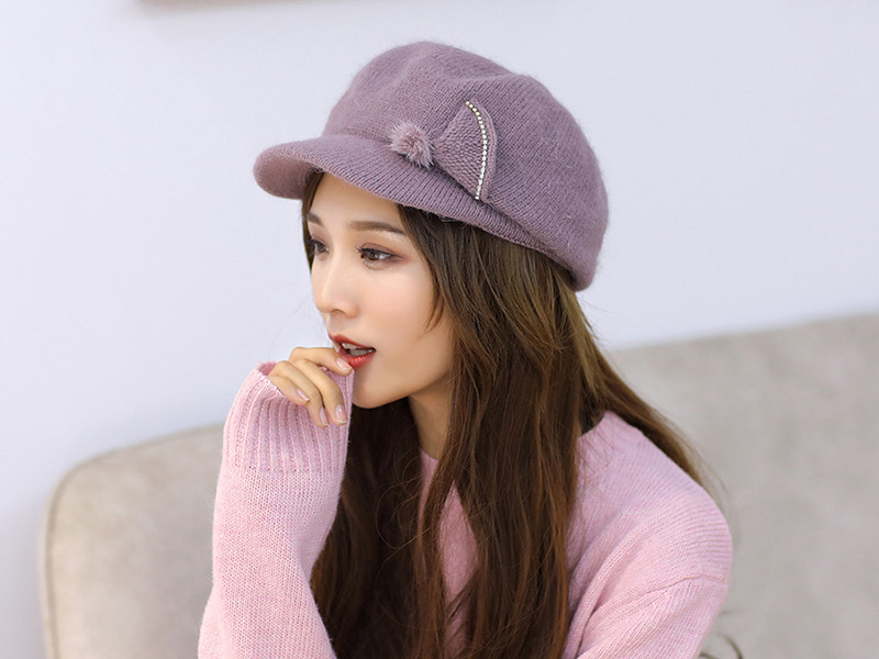 Fashion Pink Pure Color Decorated Hat,Knitting Wool Hats