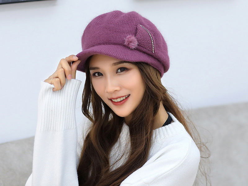Fashion Dark Purple Pure Color Decorated Hat,Knitting Wool Hats